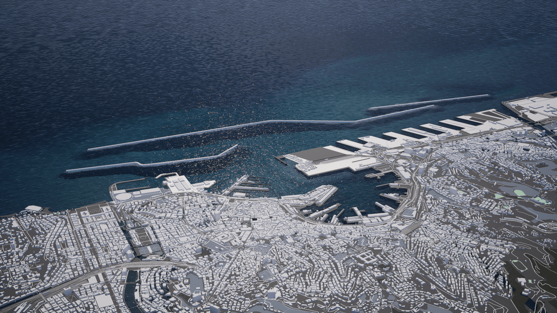 Nuova Diga Foranea di Genova, Italia, Rendering 3D | Webuild