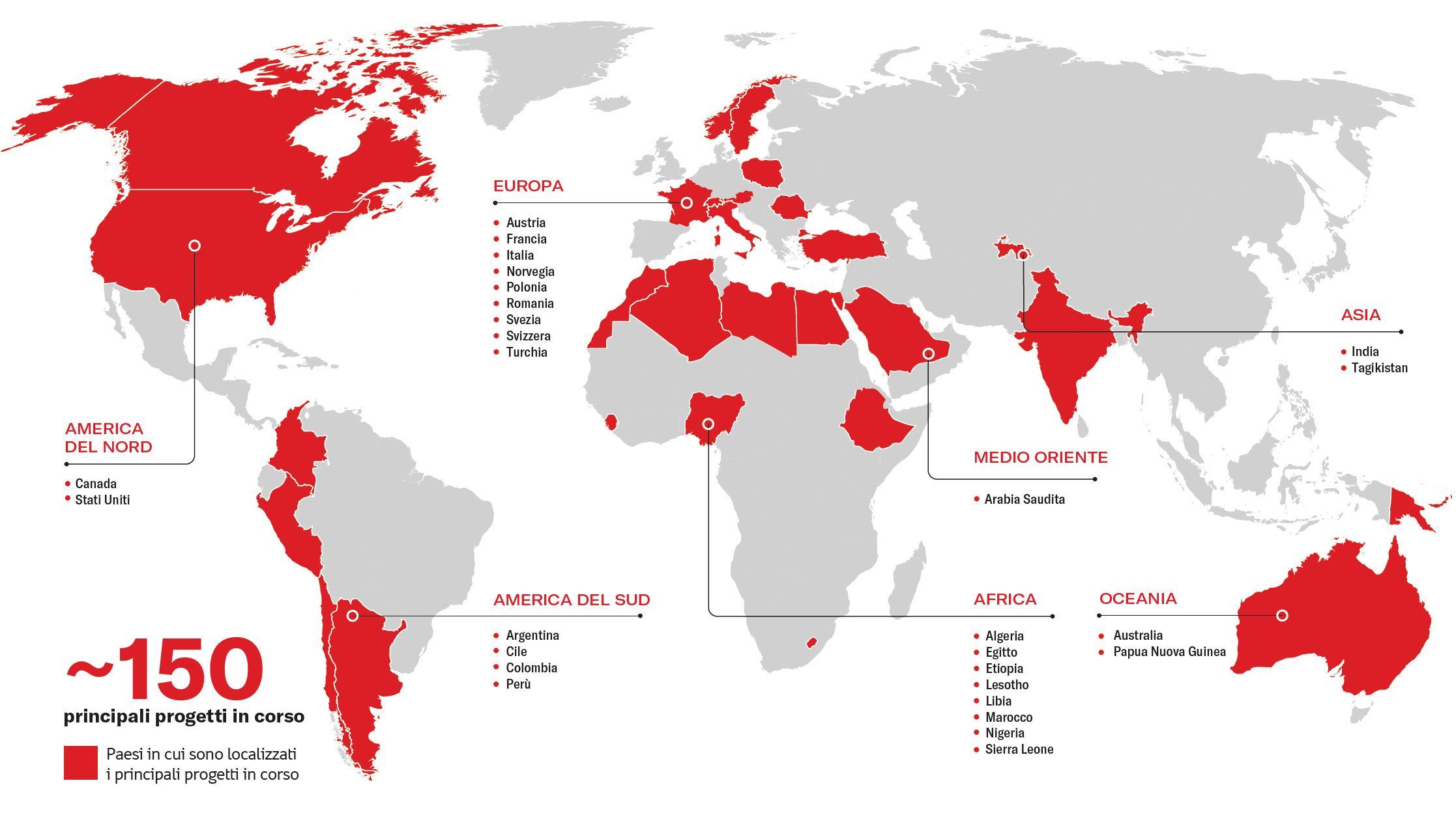 Infografica Presenza nel mondo Gruppo Webuild